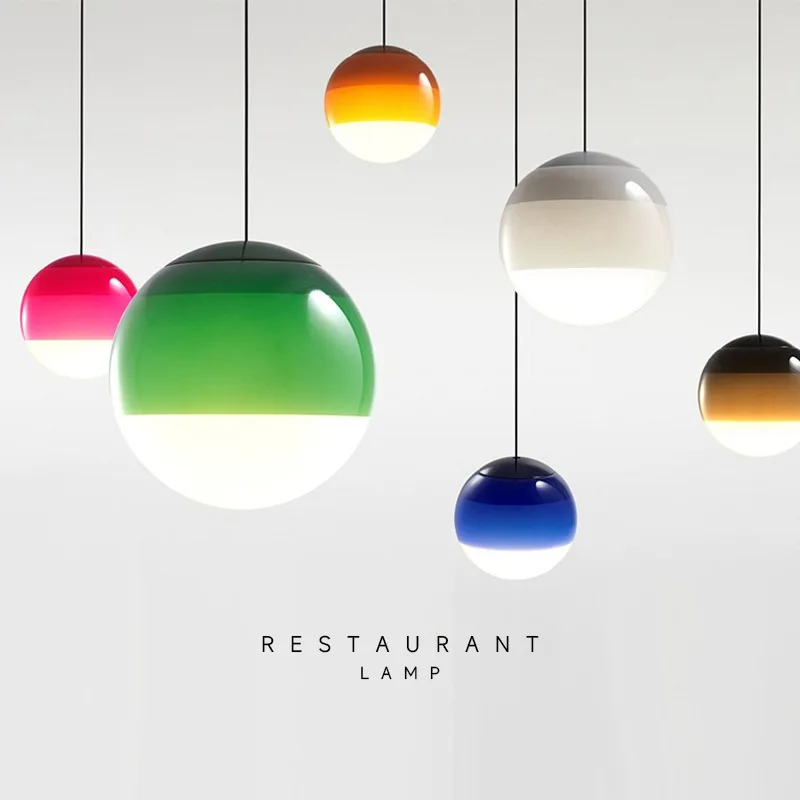 nordic gradient glass pendant light led circular chandelier simplificado hotel decoracao lampadas macaron restaurante luzes 01