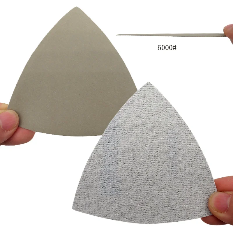 Disco de lijado triangular de 90mm, 50 Uds., papel de lija seco y húmedo de carburo de silicio con gancho y bucle para herramientas de lijadora oscilante de detalle, grano 60-10000