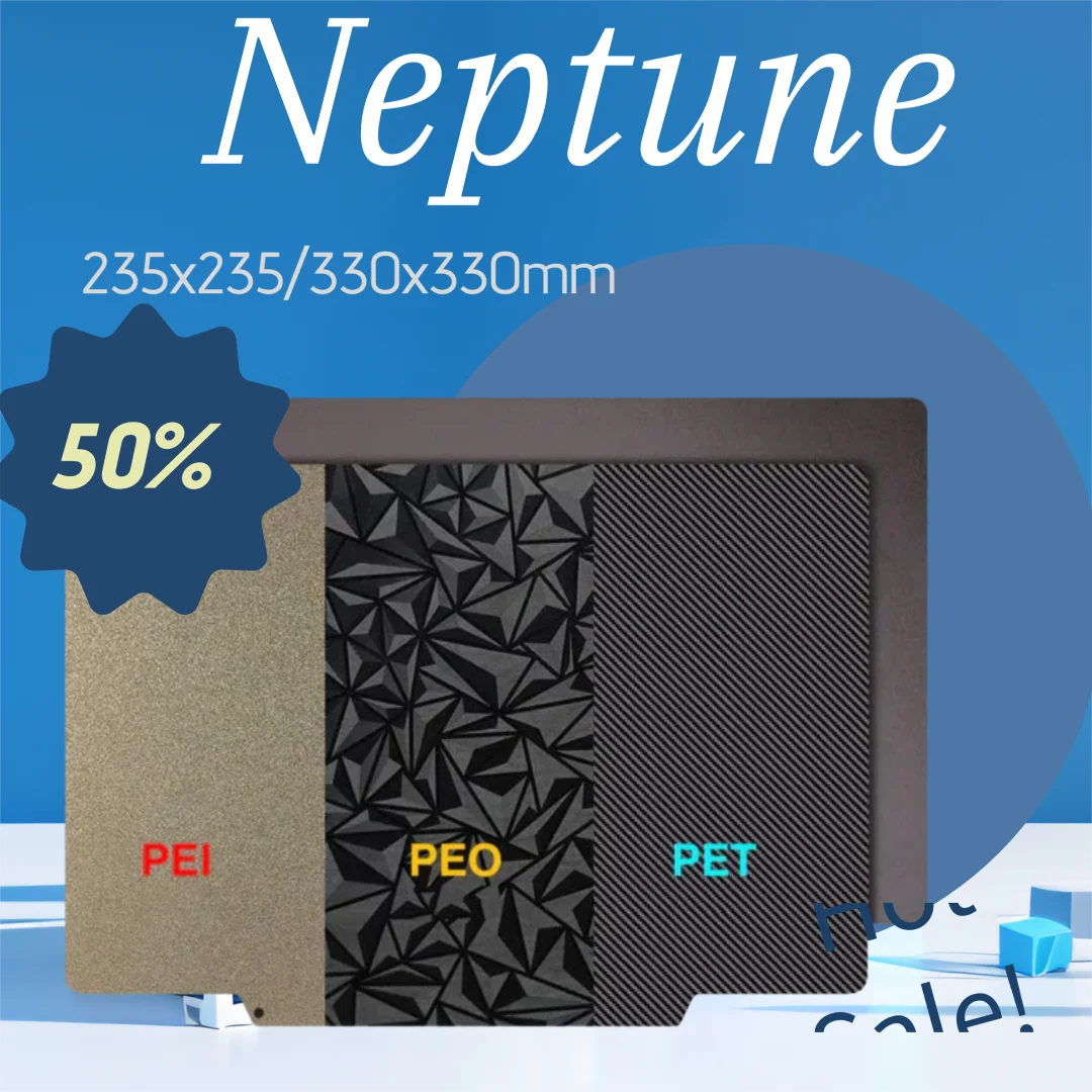 

ENERGETIC Magnetic Flexible Build Plate 235x235/330x330mm Smooth PEO/PET/PEY Spring Steel Sheet Neptune 3/4 Pro/Plus