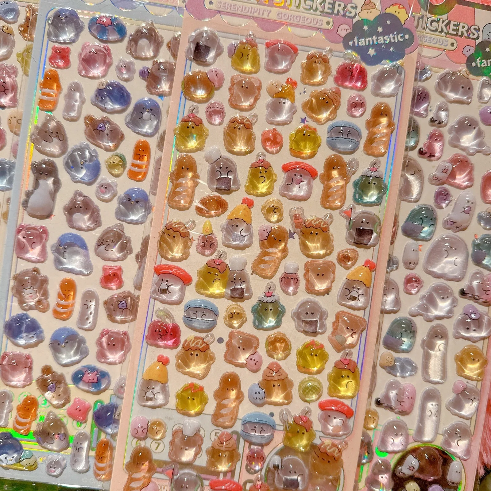 4 조각 어린이 만화 귀여운 부드러운 유령 3D 스티커 전화 노트북 연필 케이스 용 사랑스러운 데칼 BulingBulingStickers Store