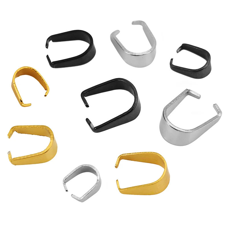 50pcs Stainless Steel Black Pinch Clip Clasp Bail Finish Necklace Pendant Claw Clasps Melon Seeds Buckle for DIY Jewelry Making