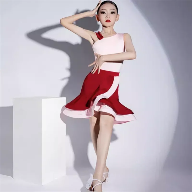 Girl Latin Dance Dress Kids Professional Competition Ballroom Dancewear Children Ango Cha Cha Rumba Stage Perfromance Costume