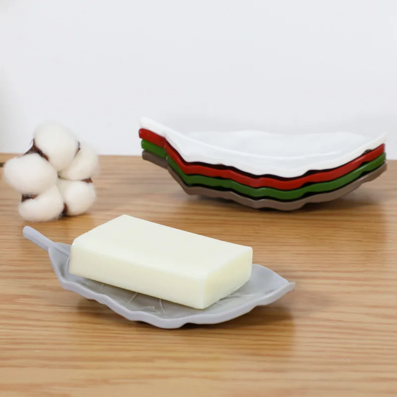 Suporte para Sabonete em Forma de Folha, Bandeja de Drenagem Durável, Organizador de Armazenamento de Sabonete para Uso em Banheiro, Pia da Cozinha e Bancada