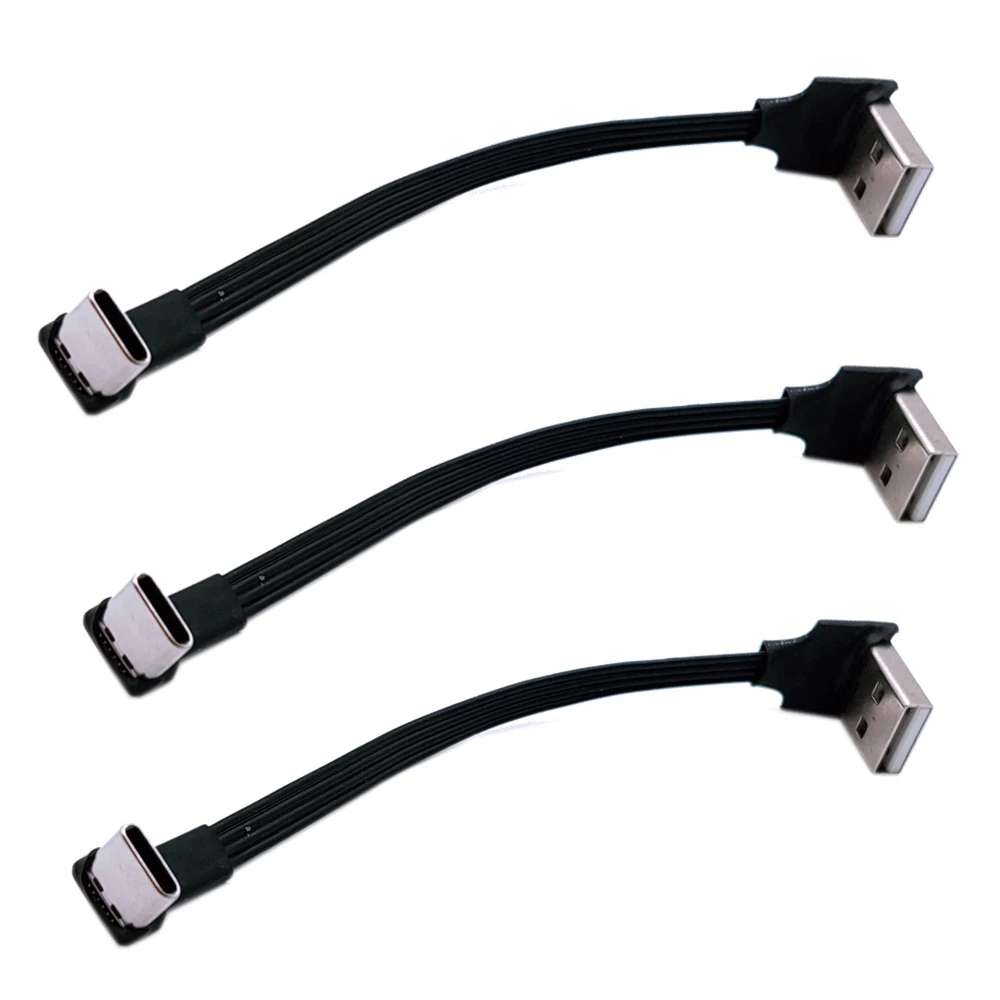 1M 2M 3M 5CM USB-C typ C męski w dół pod kątem 90 stopni do 2.0 USB typ kabel USB danych-c kabel płaski 0.1m/0.2m/0.5m