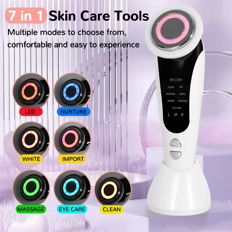 Appareil de Lifting du visage à microcourant, 7 couleurs, rajeunissement de la peau, masseur Facial LED, luminothérapie, Anti-vieillissement, appareil de beauté des rides