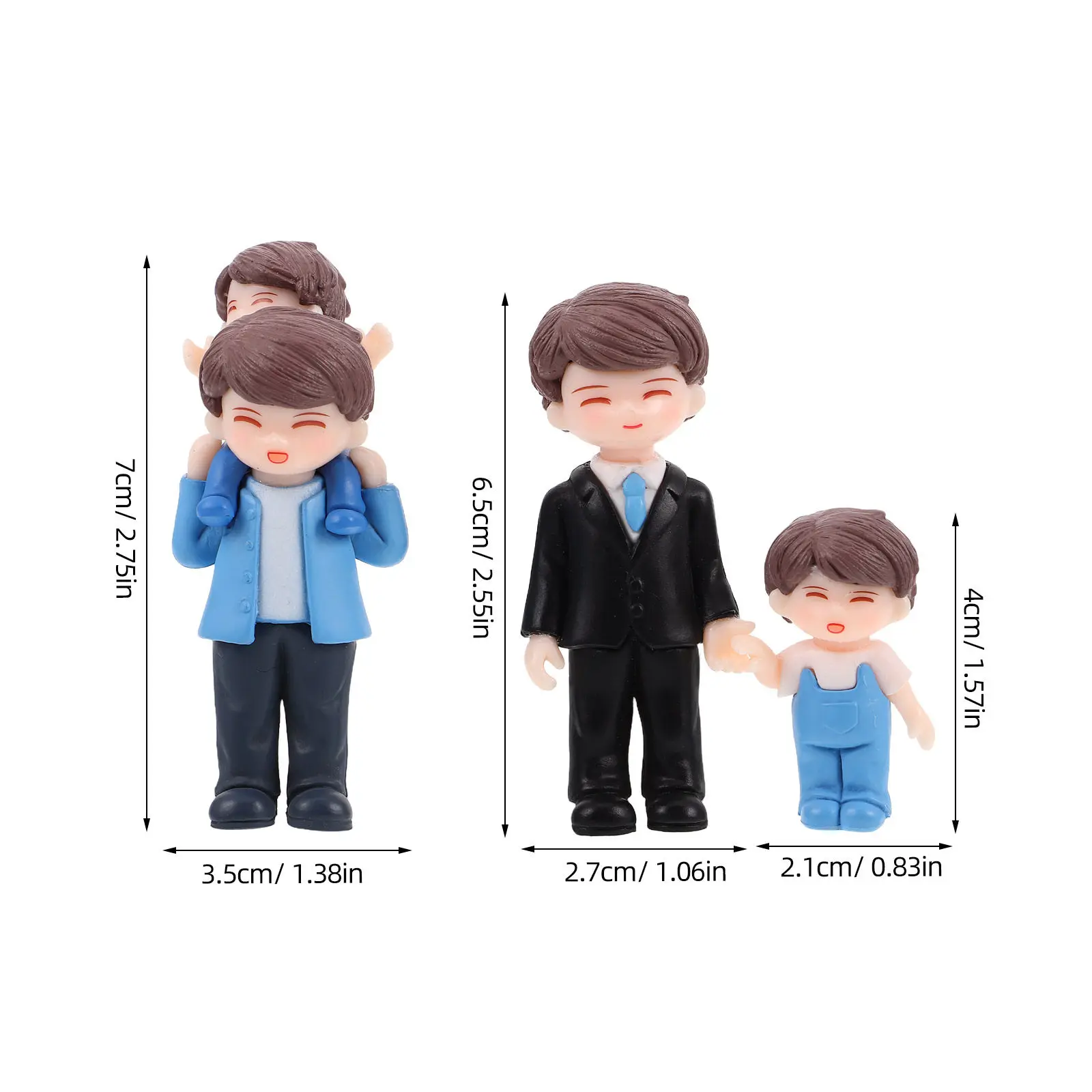 3 Pcs Home Ornament Figure Statue Father and Son Gifts Dad Sculpture
