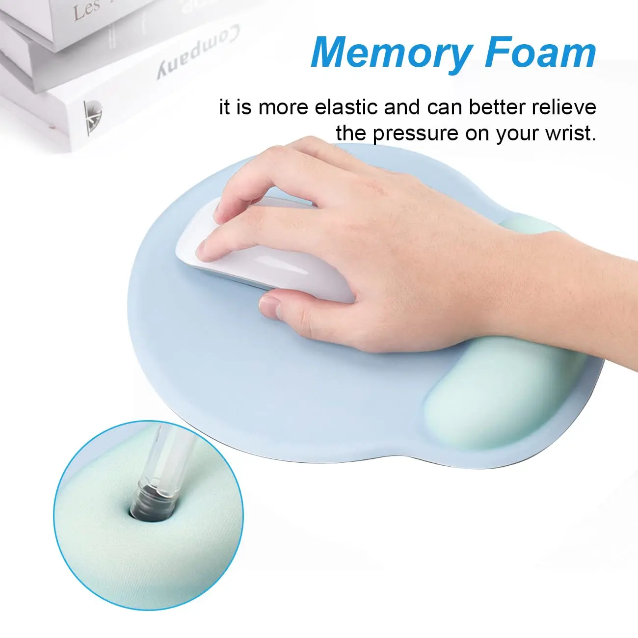 Fresh and Simple Office Mousepad with Silicon Wrist Support-Ergonomic Gaming Desktop Pad Non-slip Mouse Pad for Office and Home