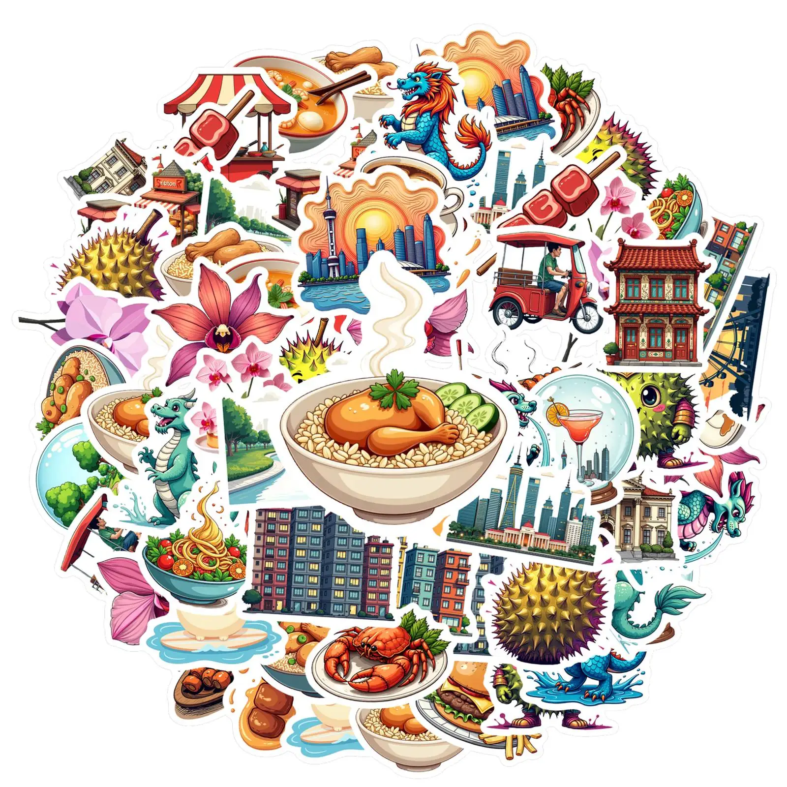 35 قطعة-50 قطعة ملصقات الطبيعة غريب الأطوار واقعية سيتي سكيب الغذاء ملصقات القرطاسية ملصقات لأجهزة الكمبيوتر المحمول دراجة نارية الأمتعة الهاتف #2