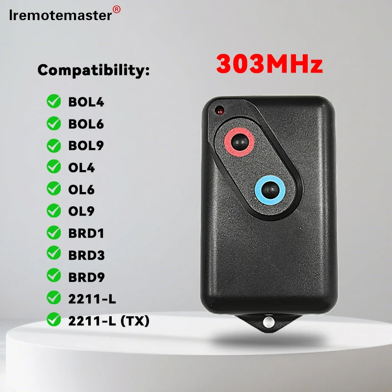 2025 الأحدث لـ Boss 303mhz Guardian Steel-Line 2211L جهاز تحكم عن بعد لباب المرآب المتوافق مع BHT4/BRD1/BOL4/BOL6