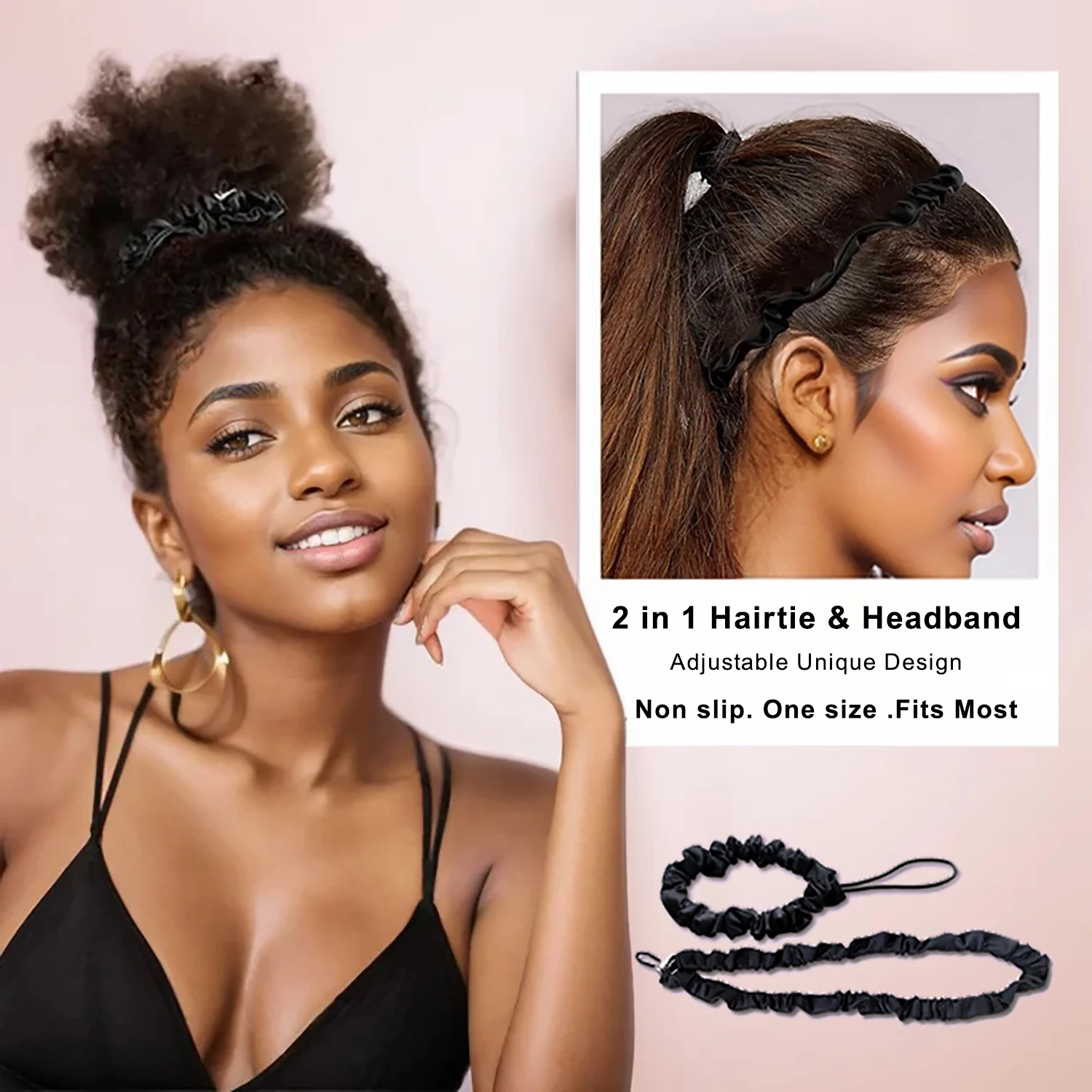 Scrunchie de longitud Extra ajustable para niña, cuerda elástica para el cabello, antideslizante, lazo de pelo de satén sedoso, banda de goma para