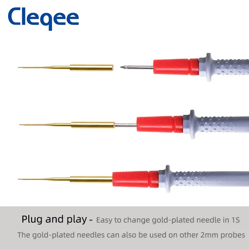 Cleqee-مجسات متعددة المقاييس ، سلسلة P1500 ، 4 مللي متر ، قابس الموز ، مجموعة اختبار ، قلم مسبار مع إبر قابلة للاستبدال ، 1000 فولت ، 10 أمبير