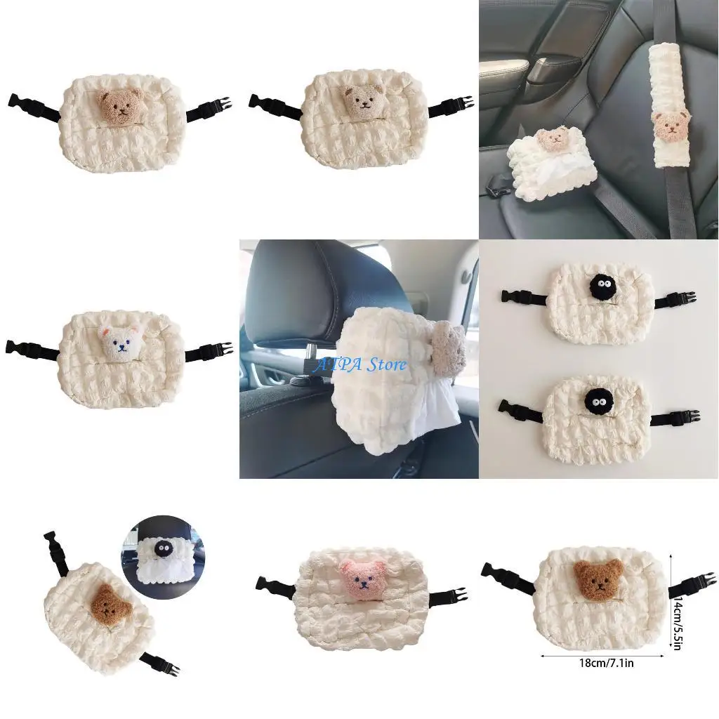 

U13C Unique Car Paper Towel Dispenser Stylish Car Tissue Holder with Bear Pattern
