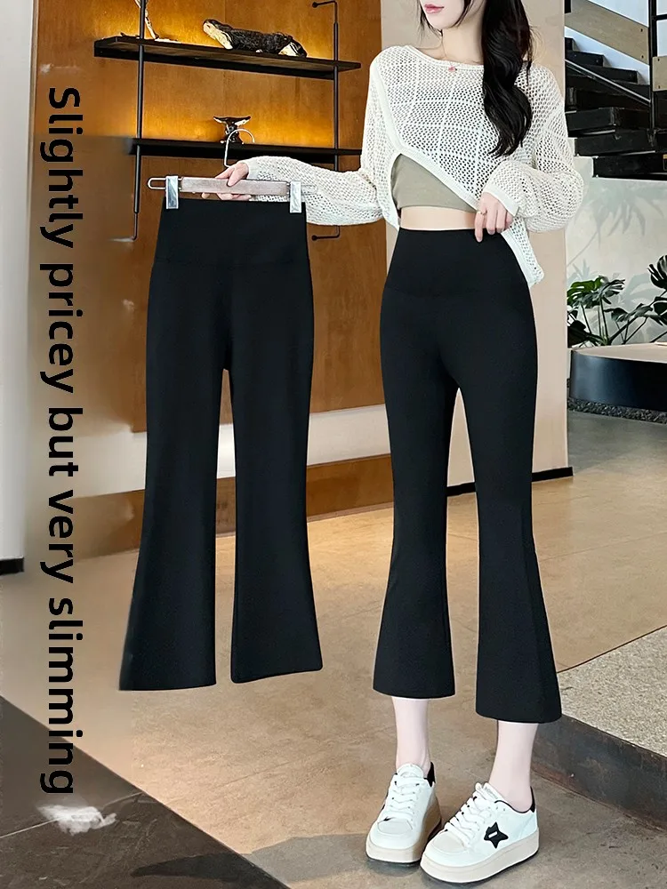 

Slim Fit High Waist Yoga Pants Women's Summer Thin Bell Bot Tummy Control Butt Lifting Capri Length Casual Leggings