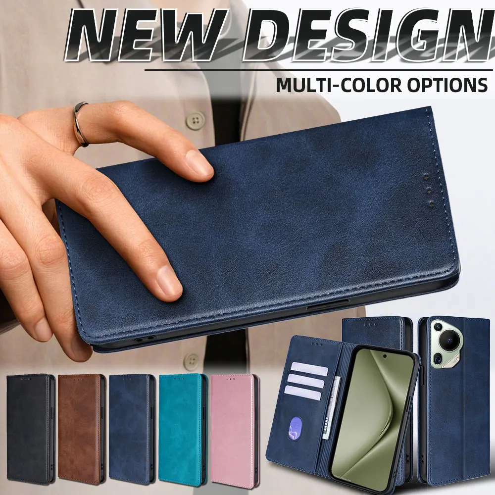 Business Wallet Magnetic Flip Card Stand Leather Book Case for Huawei Pura 70 Pro Plus Pura 70 Ultra 5G Shockproof Cover Fundas