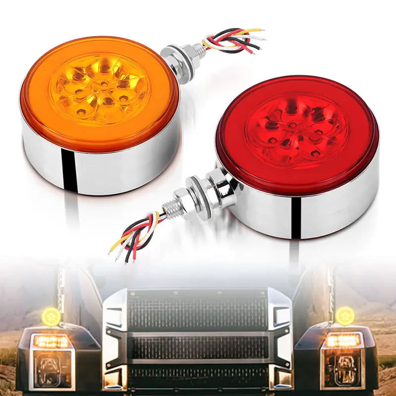 

4 inch LED Pedestal Fender Light Double Face Side Marker Light Flash Halo Turn Signal Lamp 12V 24V For Truck Trailer Tractor Bus