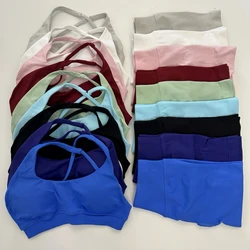 Yoga Asymmetric Gym Set Women Seamless Yoga Set Workout Shorts Sets Halter Sports Bra Scrunch Bum Shorts Fitness Clothes