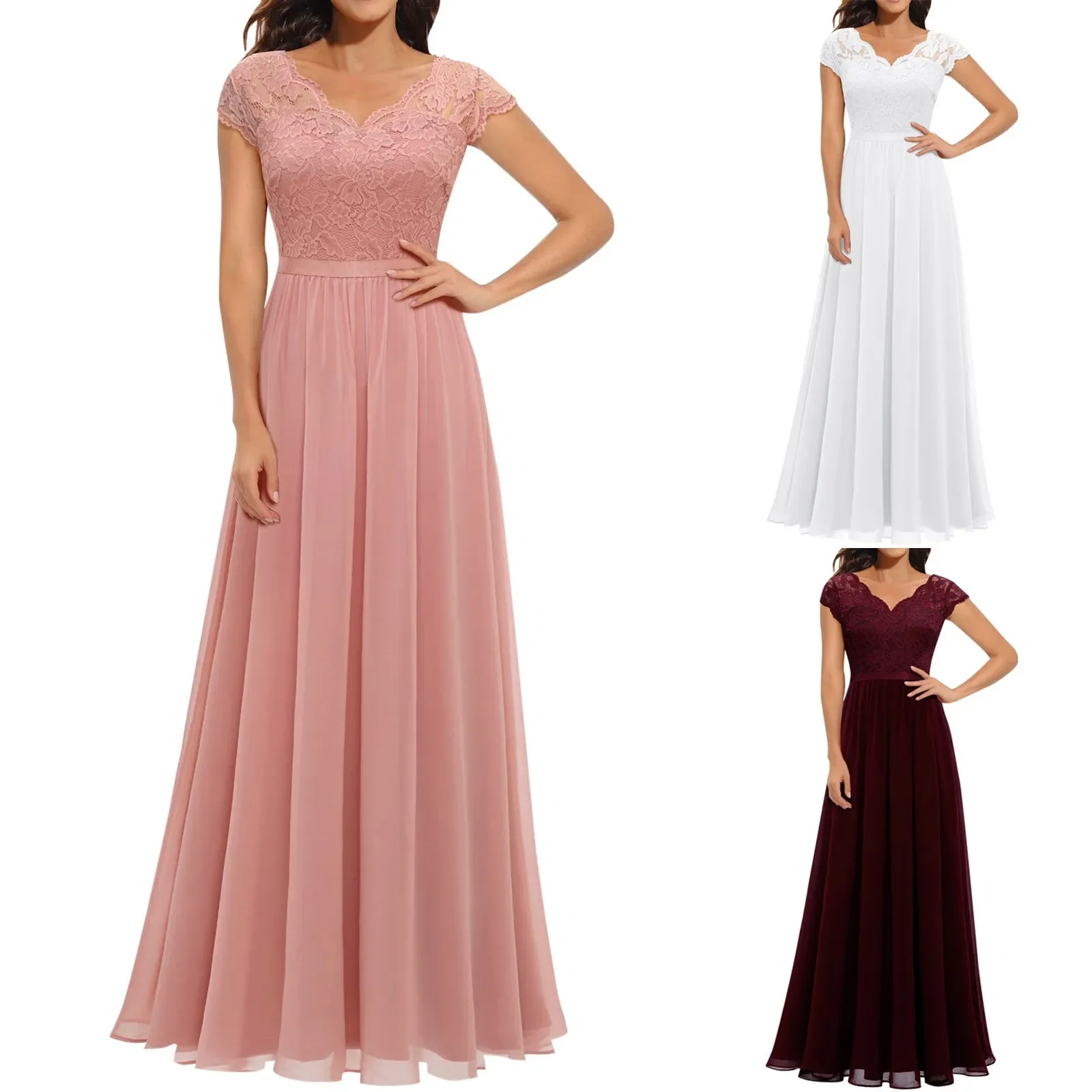 Elegant Women's Dresses O-Neck Sleeveless Floor-Length Gown 2024 Ever Pretty of Chiffon A-LINE Orchid Simple Prom Women Dress