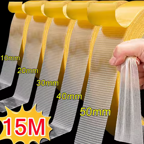 5/10/15m Strong Fixation Double Sided Tape Heavy Duty Translucent Mesh Waterproof Traceless Powerful Grid Carpet Adhesive Tape