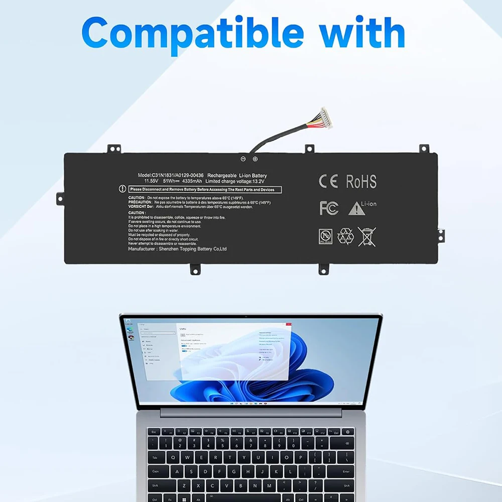 C31N1831 0B200-03330200 Laptop Battery for Asus Zenbook 14 UX433FA UX433FN UX433FQ P574FA 3548FA PX574FA P3540FA P574FA F7HVR