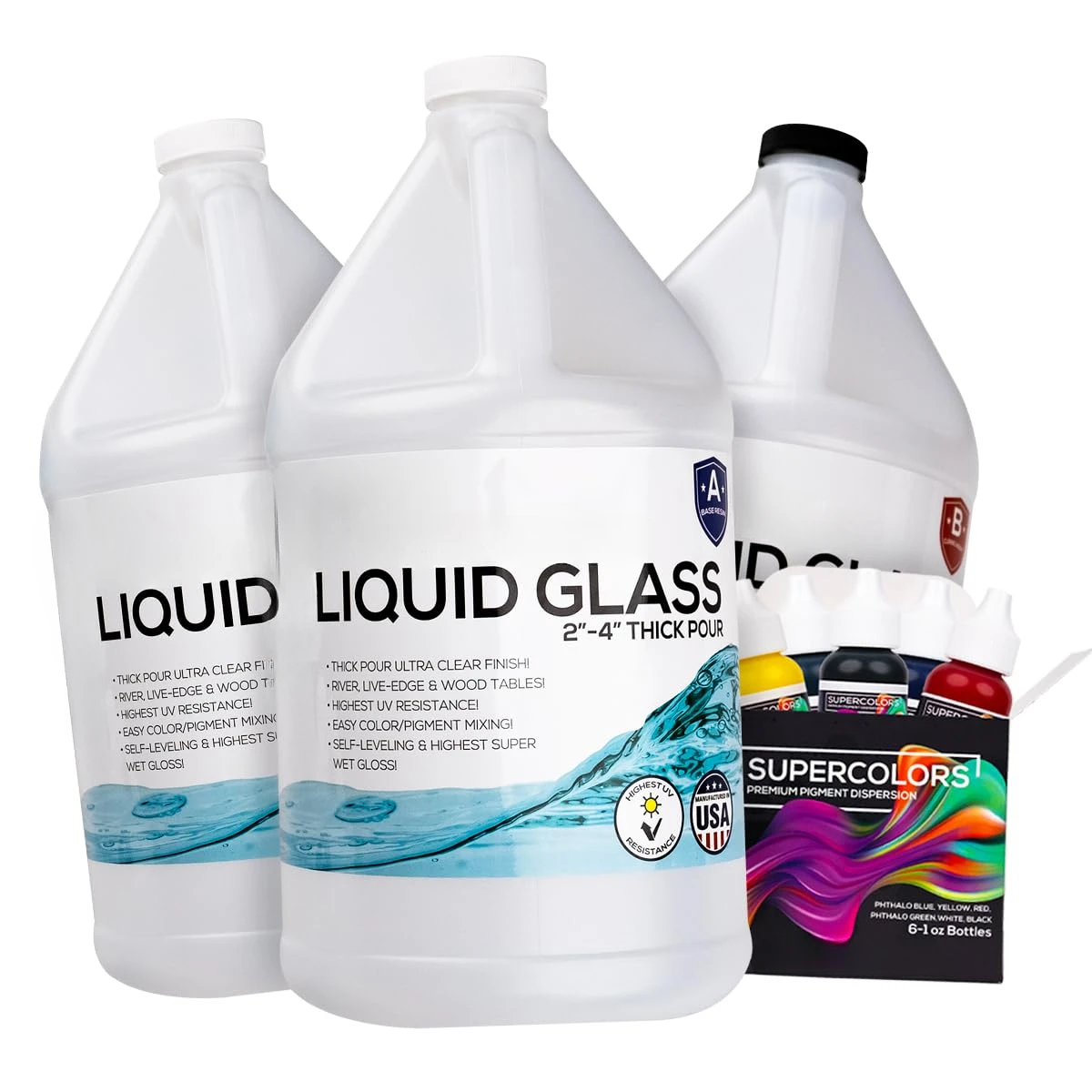 Deep Pour Epoxy Resin Liquid Glass 3 Gallon Kit, 2-4 inch Super Clear Flow Casting Resin Kit, High Temp Heat UV Resistant Epoxy