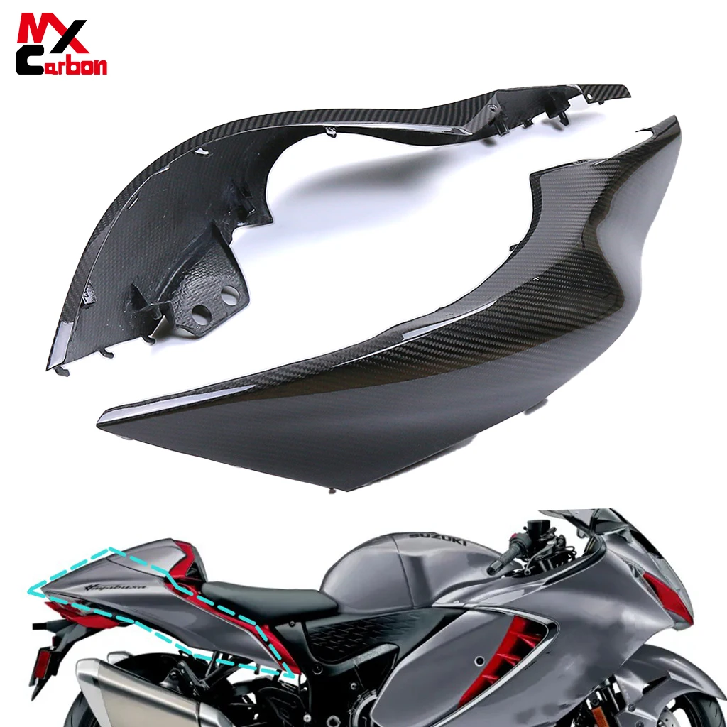 

Боковые чехлы для мотоцикла, аксессуары для Suzuki hayabusa GSX1300R 2021 2022 2023, боковая крышка заднего сиденья из настоящего углеродного волокна