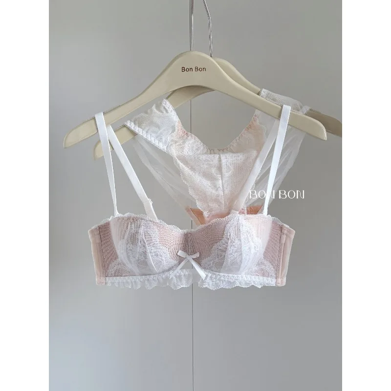 

Женский французский кружевной бюстгальтер и трусы, комплект сексуальных трусов с половиной чашки, пуш-ап, небольшой бюст, поддержка повышения комфорта, легкий бюстгальтер без косточек, бесплатная доставка