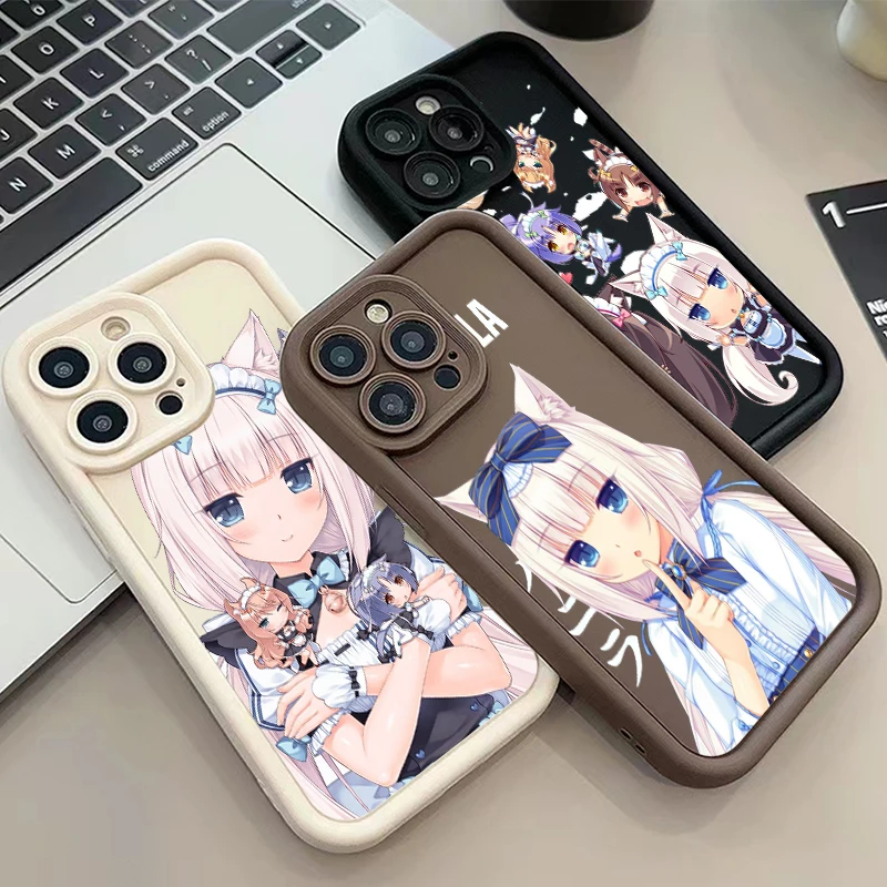 Cartoon Nekopara For Apple iPhone 15 14 13 12 11 XS XR X 8 7 Pro Max Plus Soft Eye Ladder Phone Case Cover