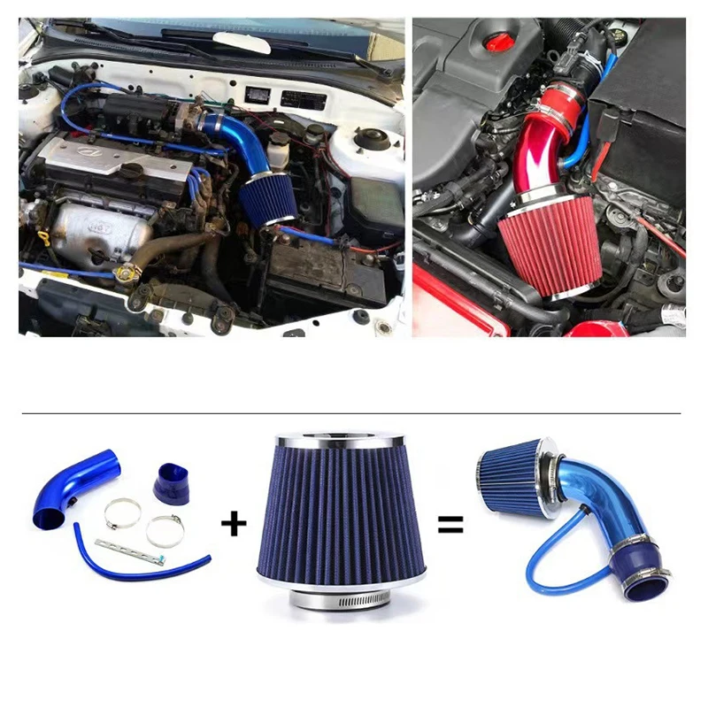 76MM Car Refitted Air Filter Intake Pipe Filter Winter Mushroom Head High Flow High Cold Air Filter Aluminum Pipe Kit