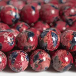Natural Stone Black Blue Red SeaSediment Imperial Jasper Grade AAA Loose Beads Round Size Options 4/6/8/10mm for Jewelry Making