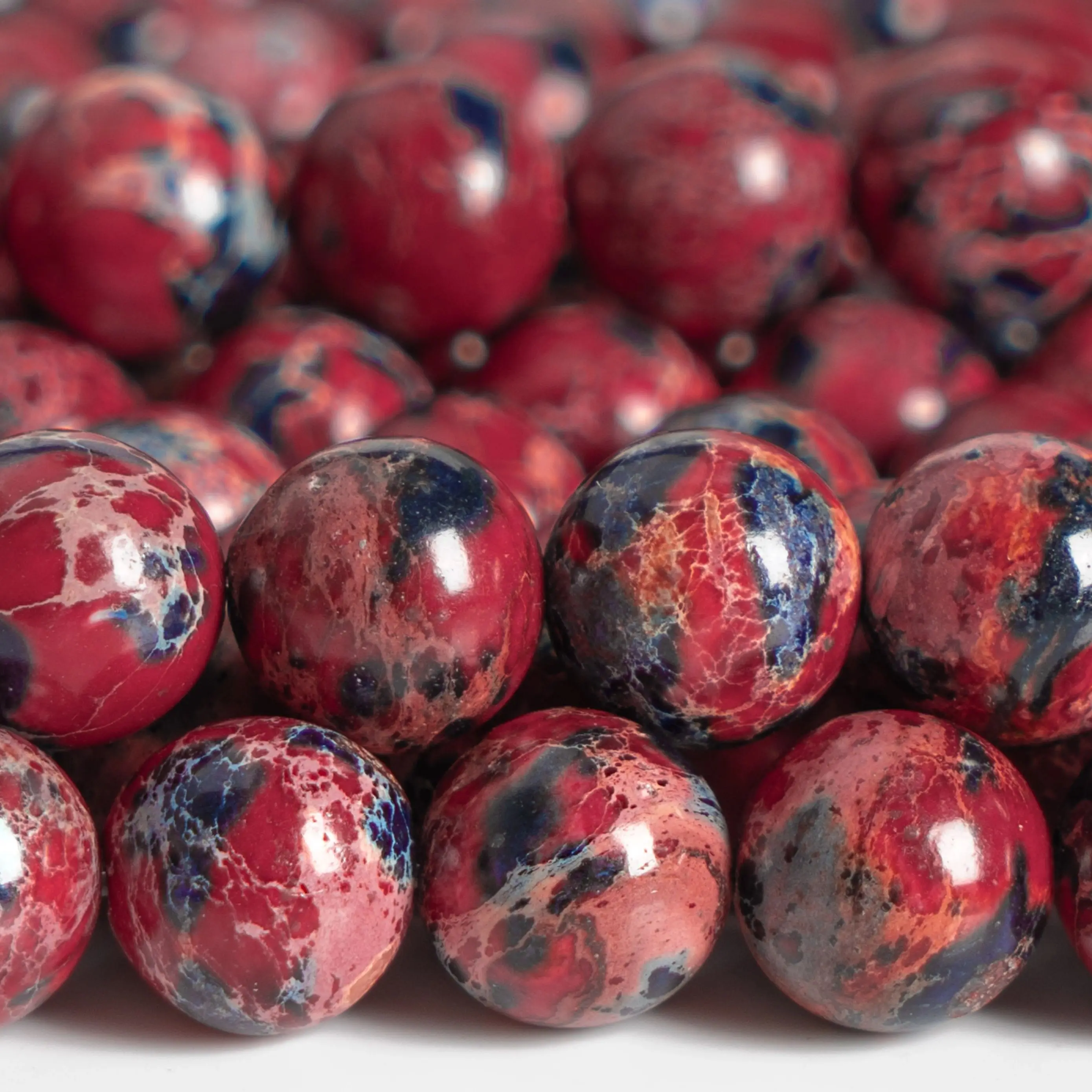 Natural Stone Black Blue Red SeaSediment Imperial Jasper Grade AAA Loose Beads Round Size Options 4/6/8/10mm for Jewelry Making