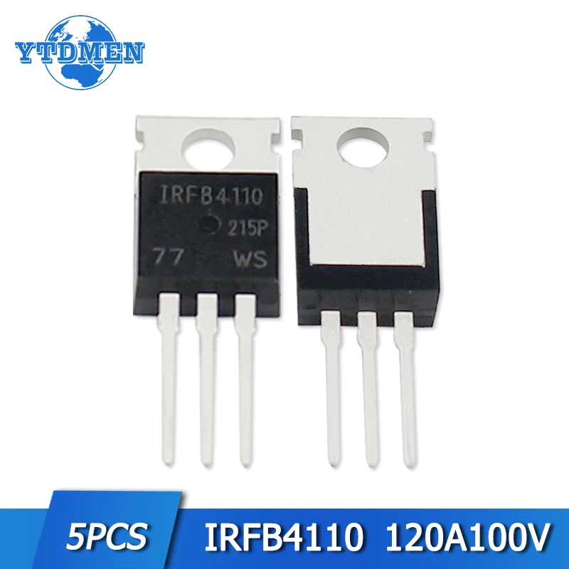 Kit de transistores MOSFET, componente electrónico de Canal N, Transistor TO220, 5 piezas, IRFB4110, 120A, 100V, 4110 PBF TO-220 MOS, IRFB4110PBF