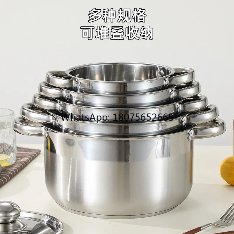 Cross-border stainless steel set Cross-border double bottom neutral kitchen utensils Cookware set