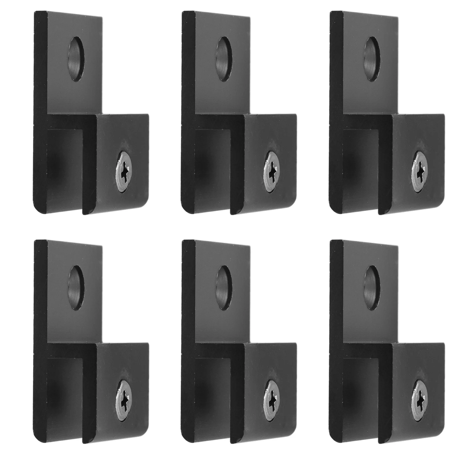 

6pcs Glass Clips Clamps Mirror Holders Aluminum Alloy Black for Cabinet Shelves Brackets Wall Mounting Hardware