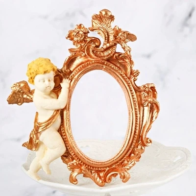 

Retro Angel Border Mold Silicone European Photo Frame Mirror Angel Frame Chocolate Fondant Silicone Mould Resin Clay Moulds PRZY