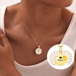 Personalized Vintage Sunflower Locket Necklace for Women, Charms Pendant Engraved Hidden Message Inside, Healing Gift