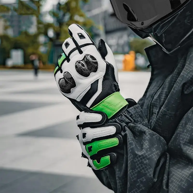 Padded Motorcycle Gloves Full Finger Bicycle Gloves Anti-Slip Touchscreen Bike Riding Gloves Shock-Absorbing Padded Cycling