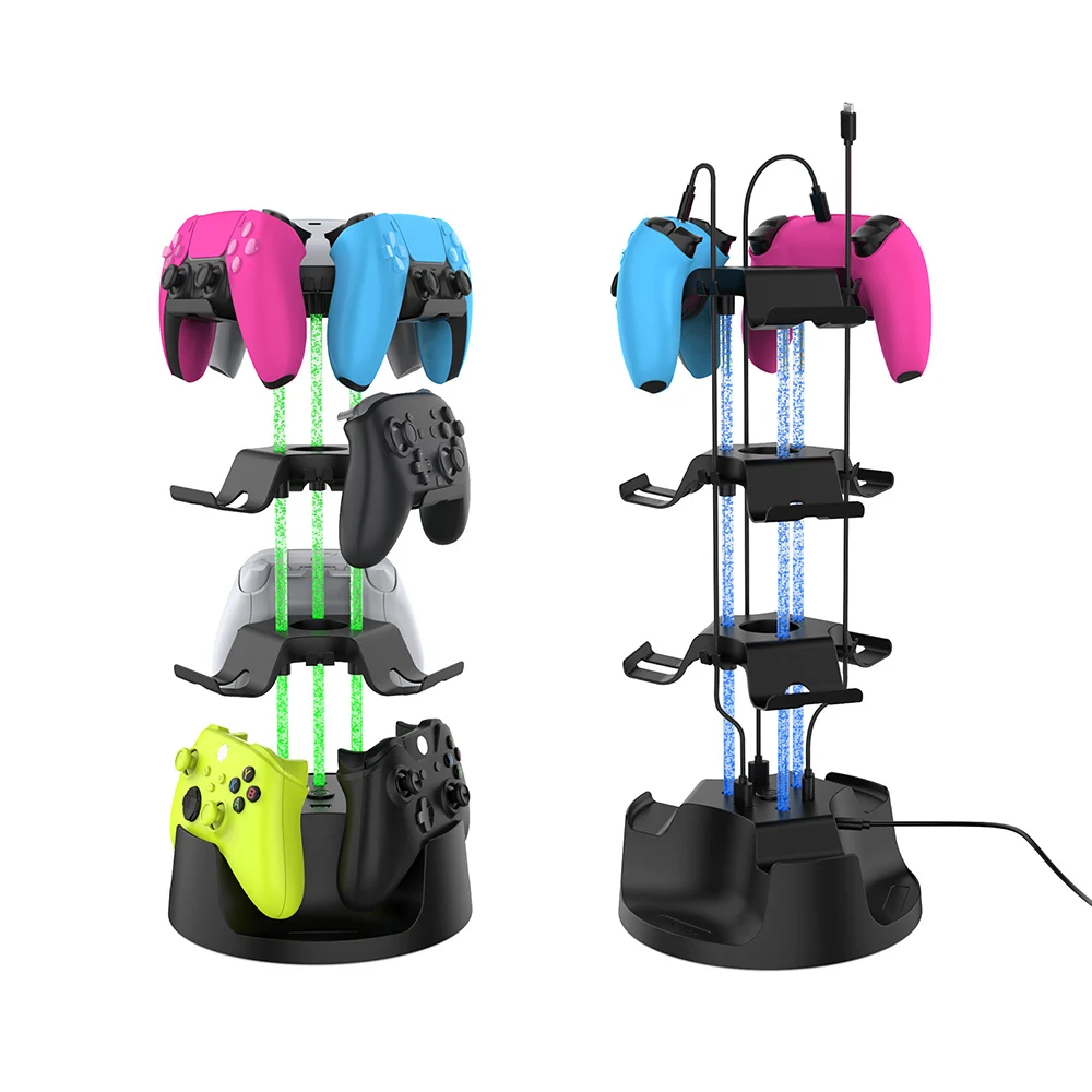 Storage Rack for gampads,Multi-Layer Gaming Controller Holder with Custom RGB Light Charging for Xbox PS5 Switch Pro Controllers