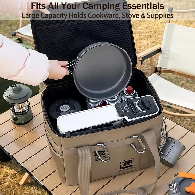 Outdoor Camping Gas Tank Storage Bags Large Capacity Tool Bag Picnic Cookware Supplies Utensils Kit With Adjustable Partition