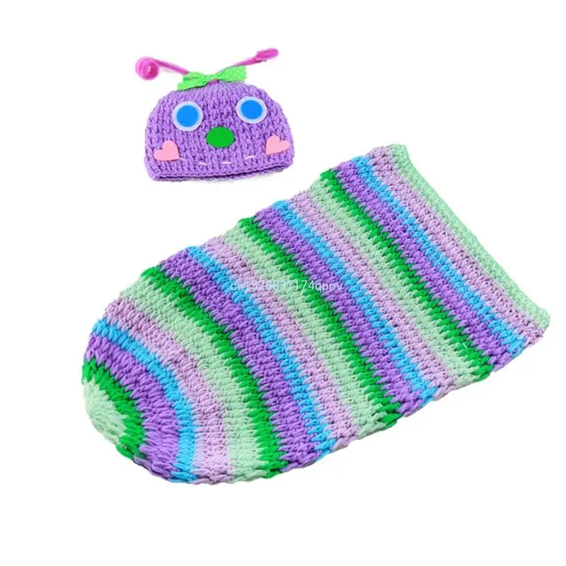 Newborn Photo Costume Knitting Hat Sleep Sack Photo Clothes Photo Props Crochet Dropship