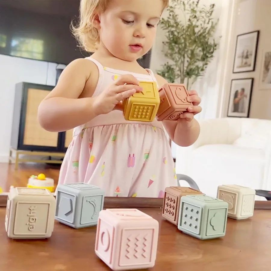 Soft Silicone Stacking Blocks for Babies and Toddlers: Gentle Teethers MontessoriInspired Educational Toys for Sensory Developm