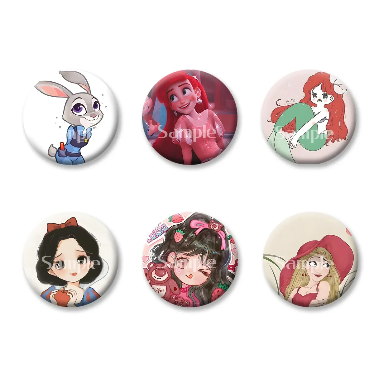 

Карты со значками принцессы Диснея, аниме, мультфильм, милый стиль, брелки для девочек, удобное зеркало для макияжа, магнит на холодильник, аксессуары ACG