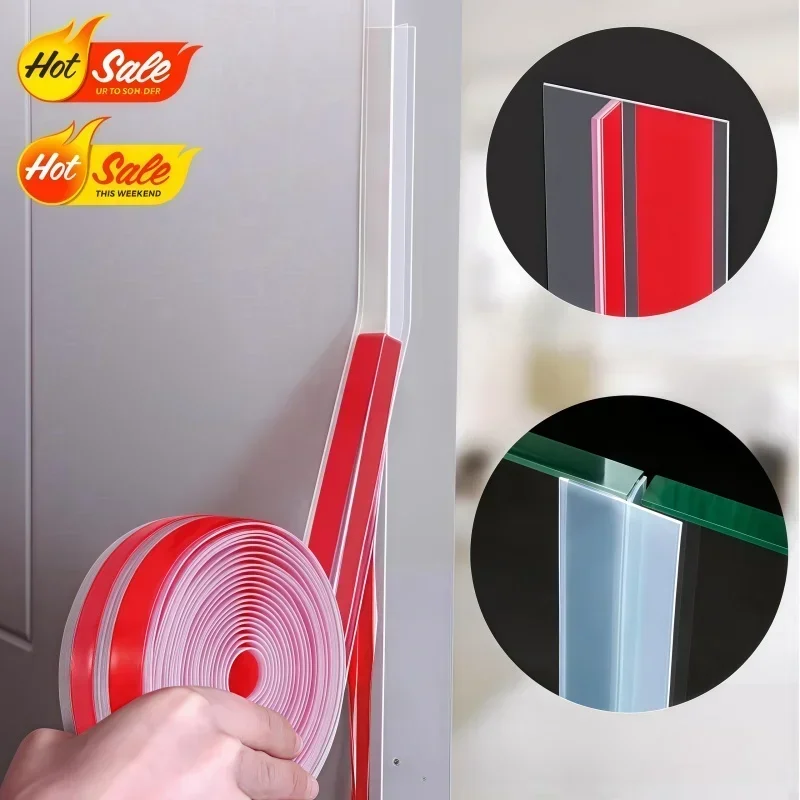 

1 рулон уплотнителя двери, нижняя часть двери с двусторонней прочной клейкой конструкцией для стеклянных душевых дверей и окон