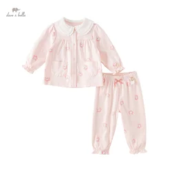 Dave Bella Children's Girl's Pajamas Suit Autumn Fashion Casual Cotton Comfortable Print Cute Two-Piece DB3236099