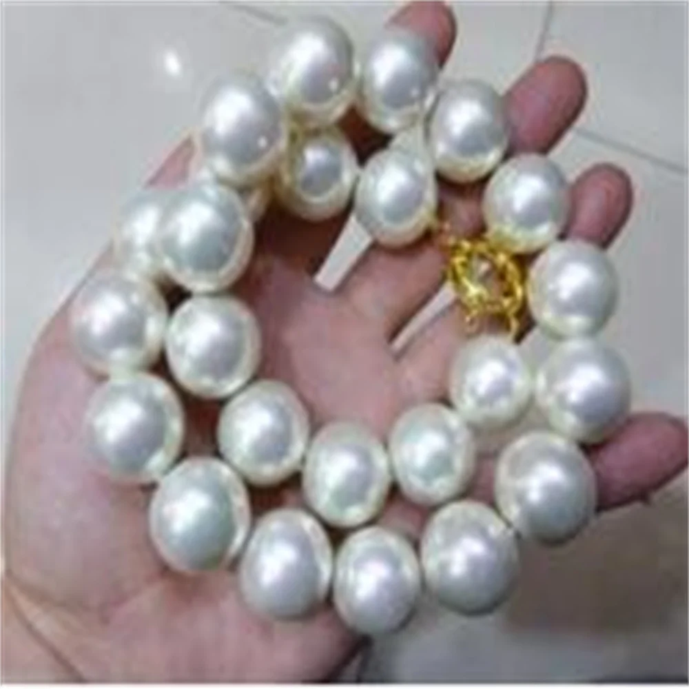 RARE Huge 16mm White South Sea Shell Pearl Necklace 18\