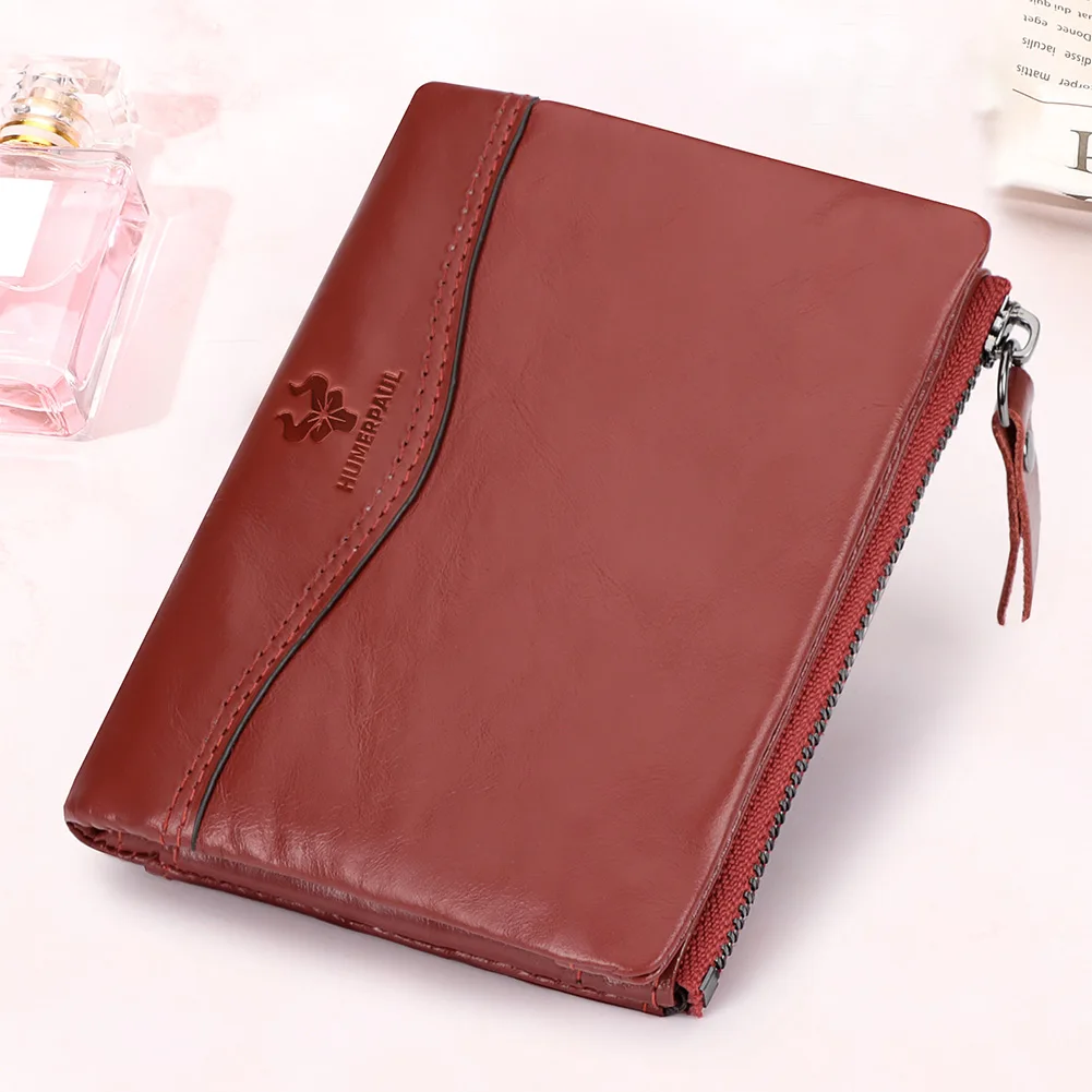 KAVIS RFID Fashion Short Wallet For Men Genuine Leather With High-Capacity Durable Bifold Zip Card Holder Coin Pocket Wallets ﻿