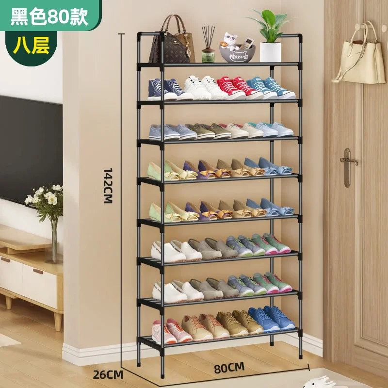 Simple Multi-layer Folding Black Metal Shoe Rack Economical Shoe Storage Organizer for Home Bedroom Entryway One Piece Wholesale