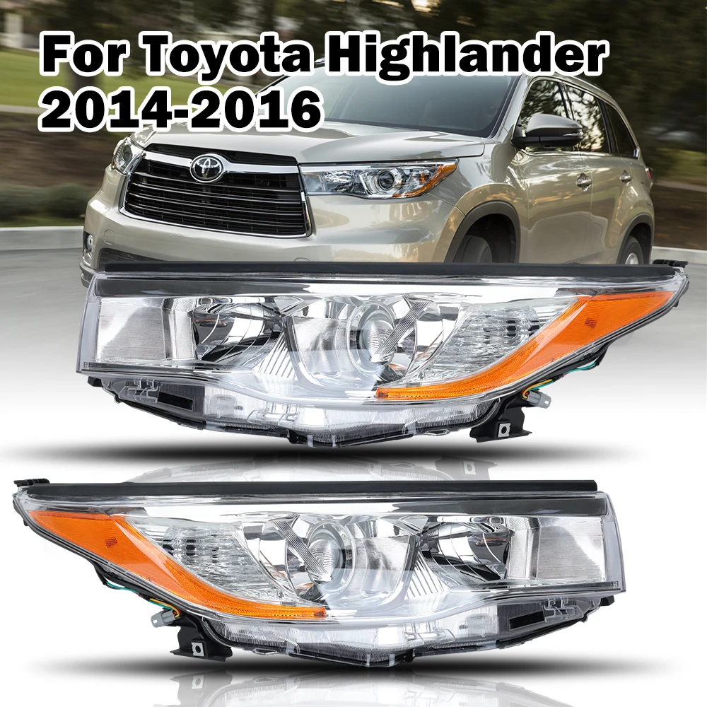 

Headlight For Toyota Highlander 2014 2015 2016 Headlamps Headlamp turn signal light drl Low High Beam lights car accessories