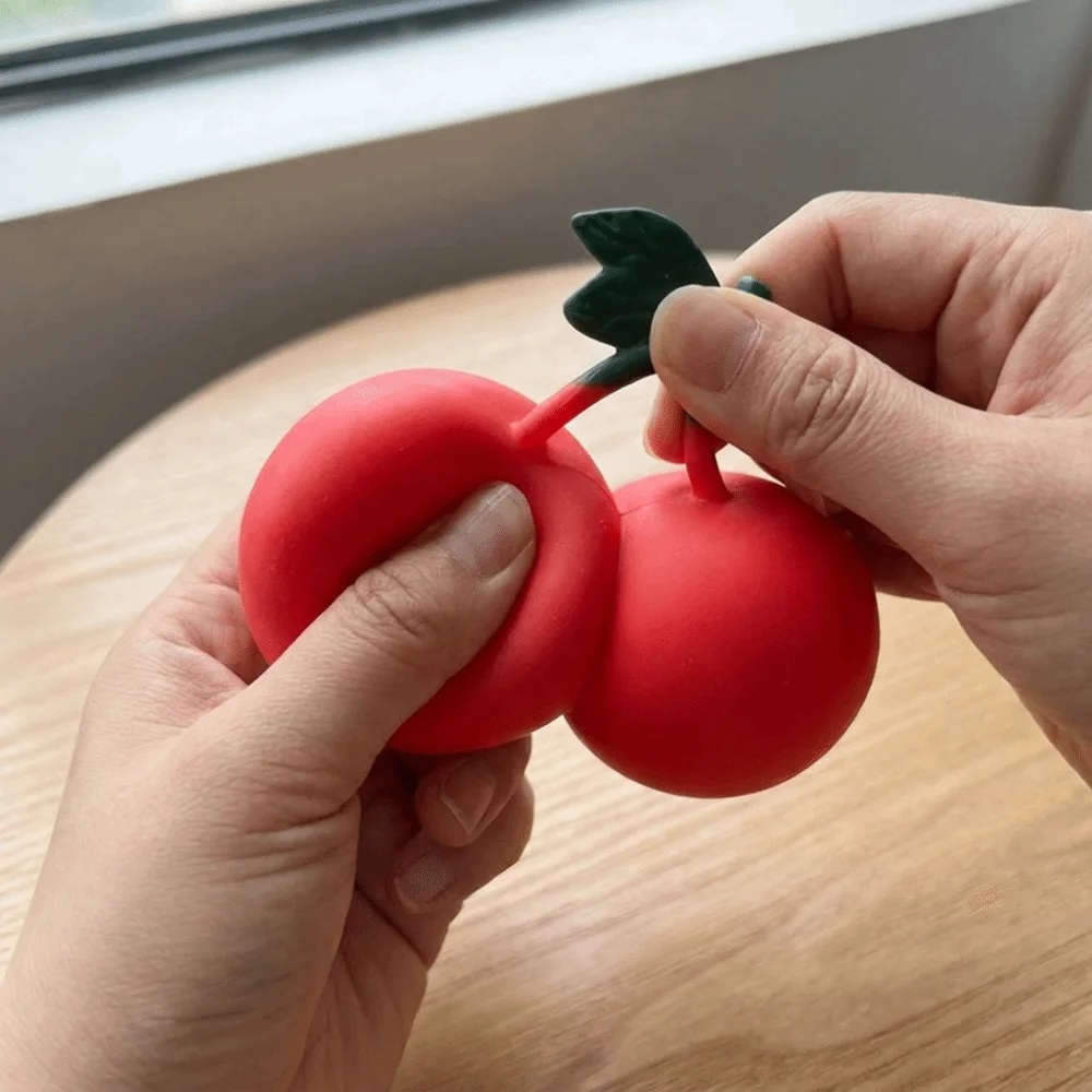 Realistic Cherry Squeeze Toy Hand Fidget Fun Cherries Pinch Le Stress Relief Simulation Fruit Simulation Fruit Squishy Toy