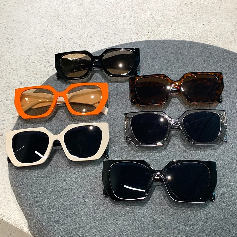 Vintage Brand Designer Polygon Sunglasses Women For Men Luxury Fashion Sun Glasses Trendy Punk Ladies Orange Big Shades view 6