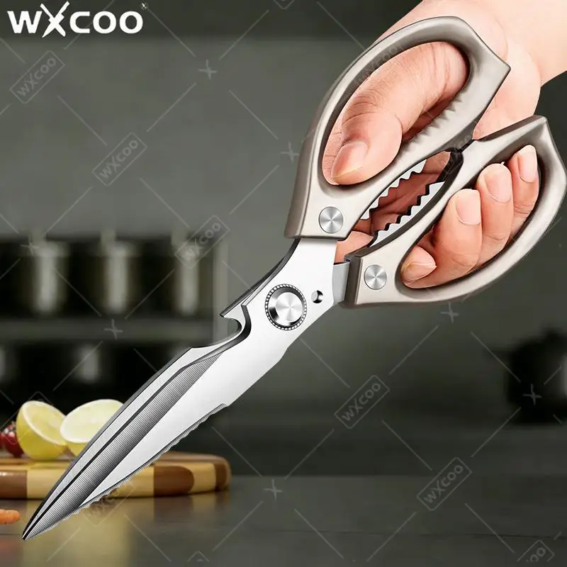 WXCOO Extra-Lange Küchenschere für Fleisch und Knochen aus Edelstahl Multifunktionale Küchenschere für BBQ-Kochutensilien